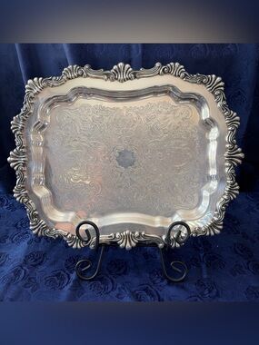 VINTAGE F B ROGERS SILVER CO SILVER PLATED ON COPPER #6720 TRAY